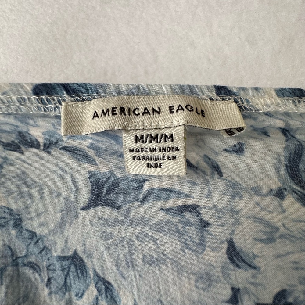 American Eagle Off The Shoulder Boho Floral Crop Top Lace Ruffle Cotton Size M - Picture 4 of 11
